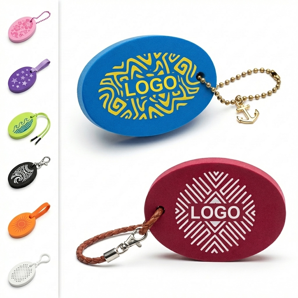 Buoyant Oval Foam Key Tag with Branding for Boating & Outdoor Events