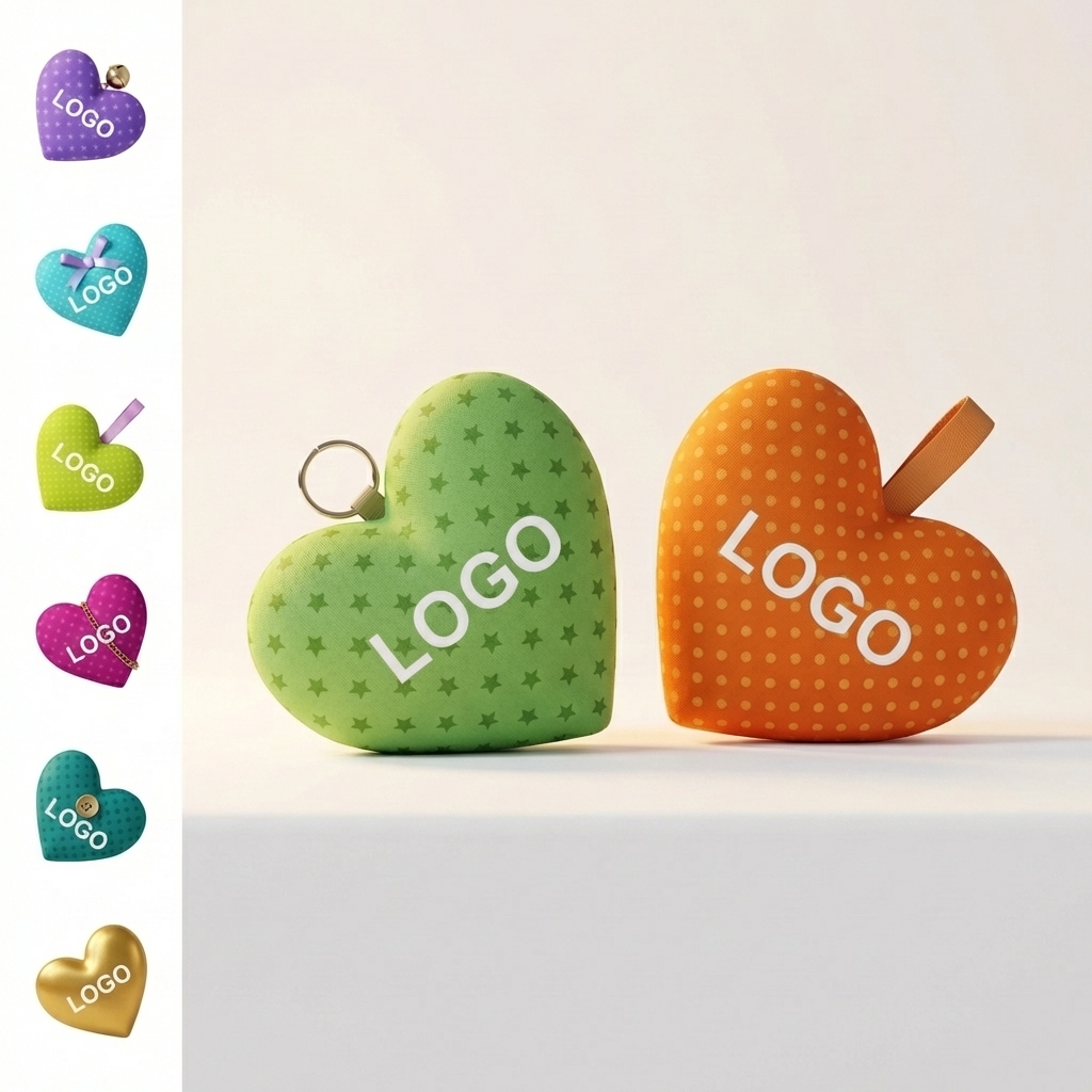 Colorful Heart-Shaped Felt Ornament Set with Hanging Loop