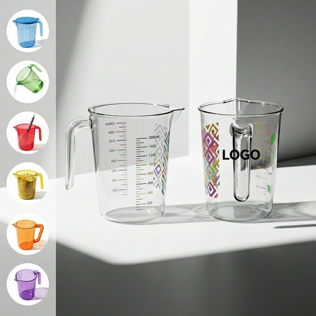 2-Quart Multi-Color Glass Measuring Cup for Baking & Commercial Use