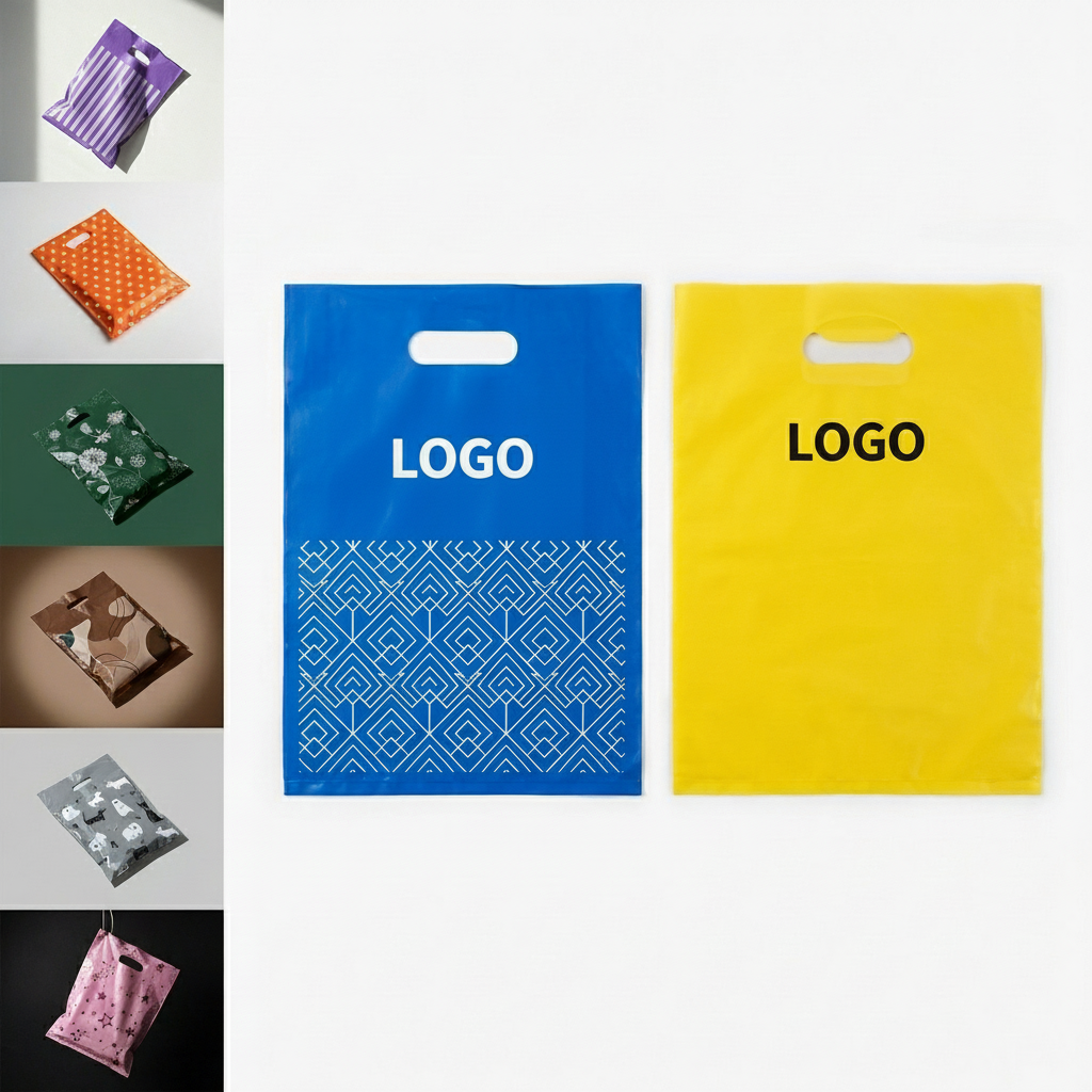 Multicolor Die-Cut Handle Plastic Gift & Retail Bags