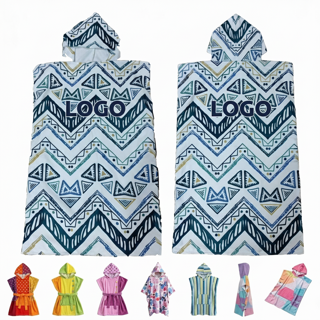 Patterned Quick-Dry Hooded Changing Robe with Towel Lining