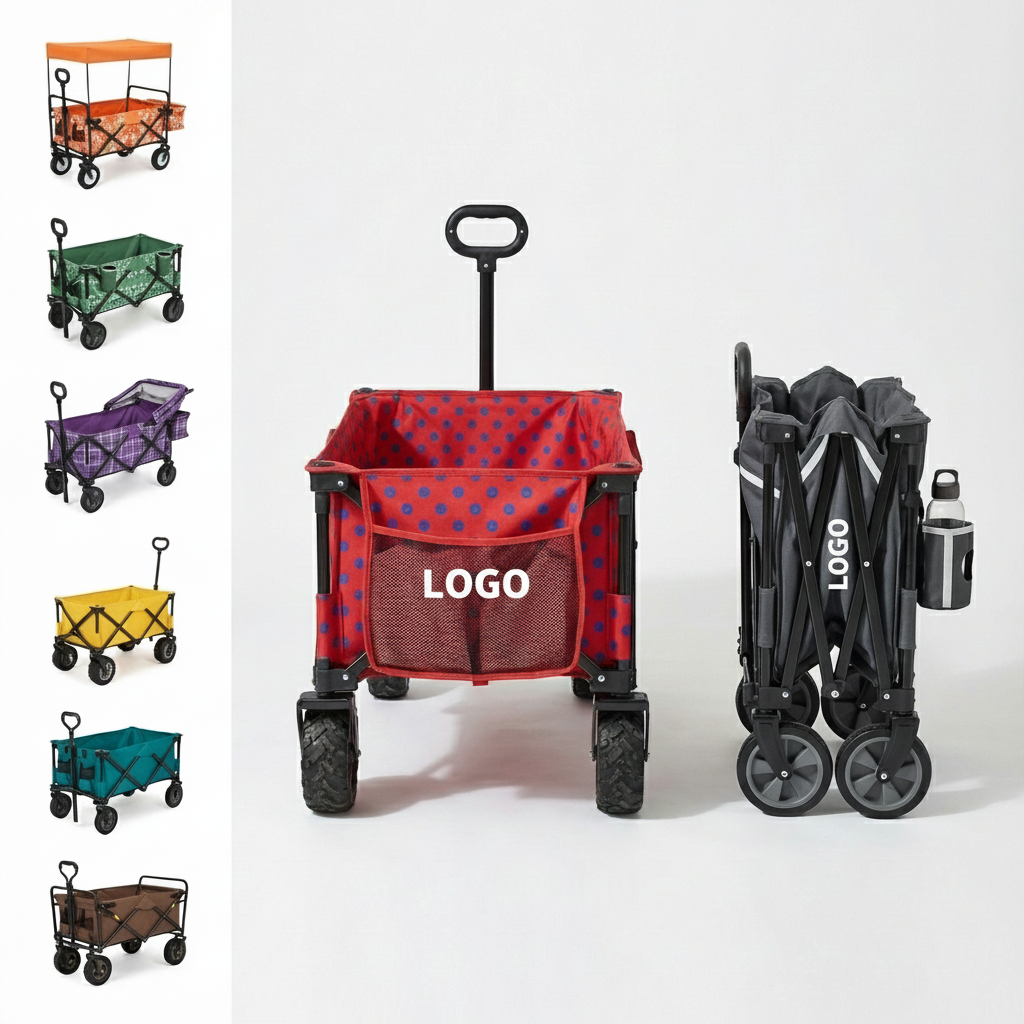 Compact Aluminum Alloy Beach Wagon for Camping, Picnics, and Shopping