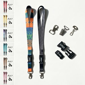 Customizable Detachable Lanyard with Breakaway Buckle & Snap Hook