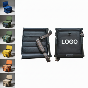 Portable Stadium Chair with Fabric Backrest and Side Storage Pocket