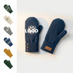 Festive Christmas Knit Mittens - Custom Embroidered Fleece-Lined Gloves